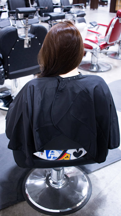 Keen Essentials Barber and Salon Hair Cutting Cape - Black Polyester