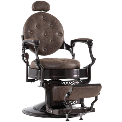 BarberPub Heavy Duty Metal Vintage Barber Chair Brown-Frame/Brown-Leather