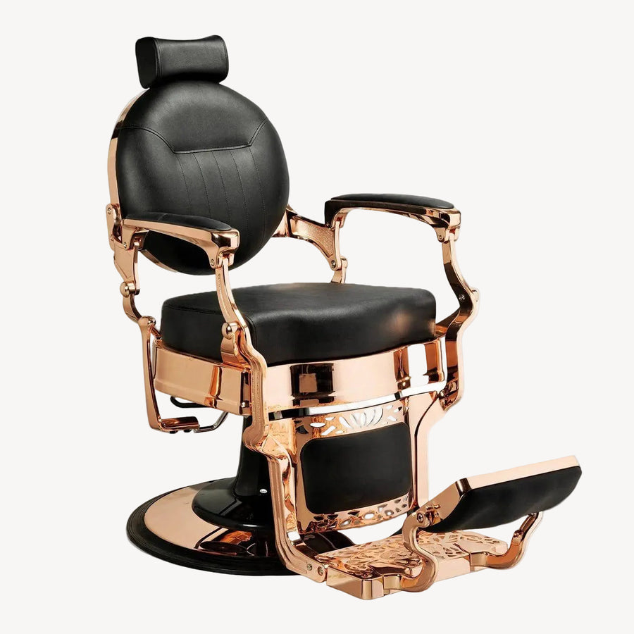 Berkeley McKinley Barber Chair Black and RoseGold HON-BBCHR-52022-BLKRSG