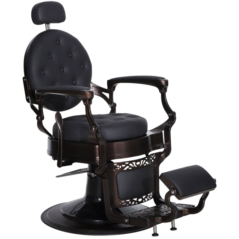BarberPub Heavy Duty Metal Vintage Barber Chair Brown-Frame/Black-Leather