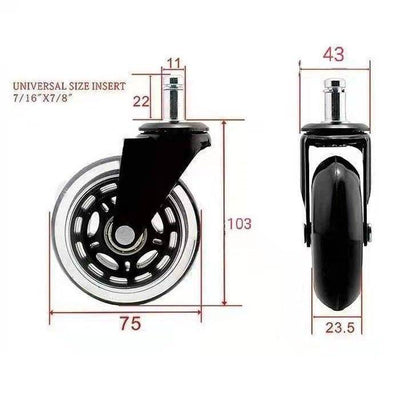 ShopSalonCity Rubber Casters for Dayton Short Stool 00-LGR-CSTR-203