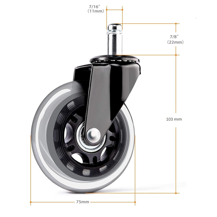 ShopSalonCity Rubber Casters for Dayton Short Stool 00-LGR-CSTR-203